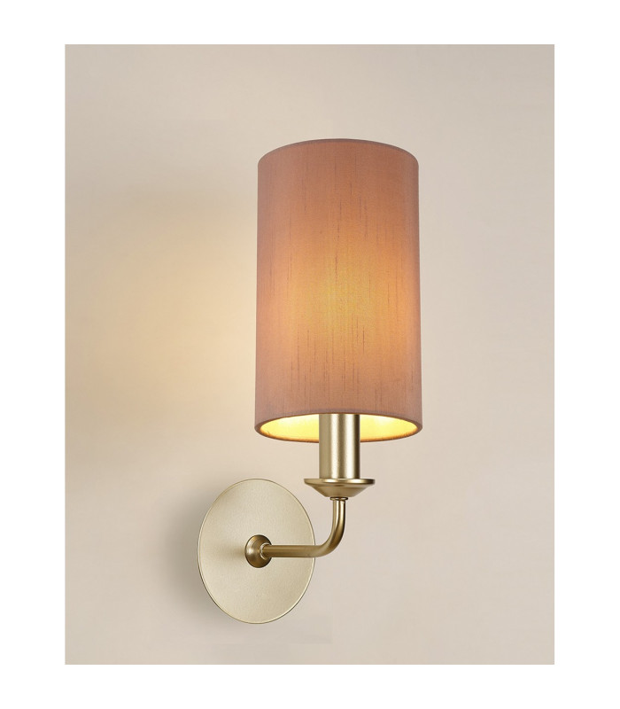 Banyan Switched Wall Lamp With 12cm x 20cm Dual Faux Silk Fabric Shade Champagne Gold/Taupe-2