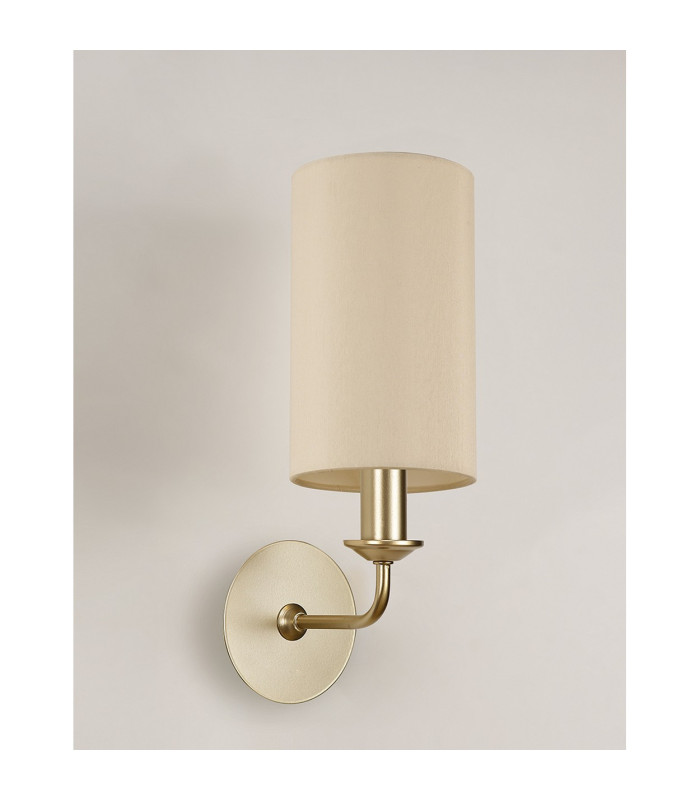 Banyan Switched Wall Lamp With 12cm x 20cm Faux Silk Fabric Shade Champagne Gold/Ivory Pearl-11