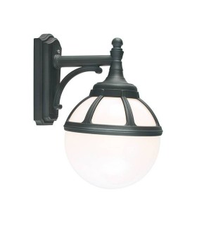 1 Light Outdoor Globe Wall Light Black IP54, E27 - 1