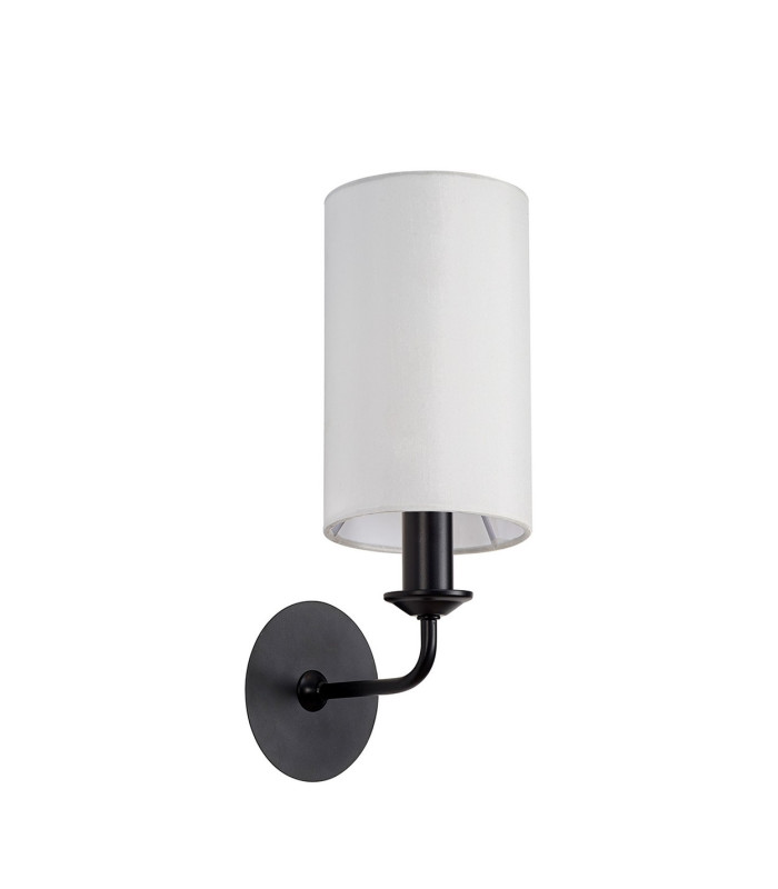 Banyan Switched Wall Lamp With 12cm x 20cm Faux Silk Fabric Shade Matt Black/White-4
