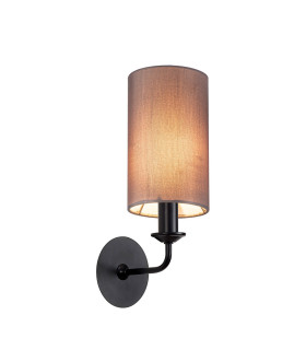 Banyan Switched Wall Lamp With 12cm x 20cm Faux Silk Fabric Shade Matt Black/Grey-1