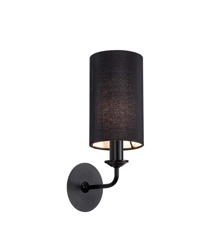 Banyan Switched Wall Lamp With 12cm x 20cm Faux Silk Fabric Shade Matt Black/Black-1