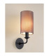 Banyan Switched Wall Lamp With 12cm x 20cm Faux Silk Fabric Shade Matt Black/Grey-2