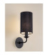 Banyan Switched Wall Lamp With 12cm x 20cm Faux Silk Fabric Shade Matt Black/Black-2