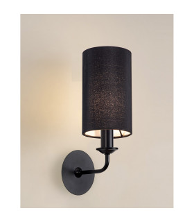 Banyan Switched Wall Lamp With 12cm x 20cm Faux Silk Fabric Shade Matt Black/Black-2