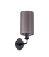 Banyan Switched Wall Lamp With 12cm x 20cm Faux Silk Fabric Shade Matt Black/Grey-4