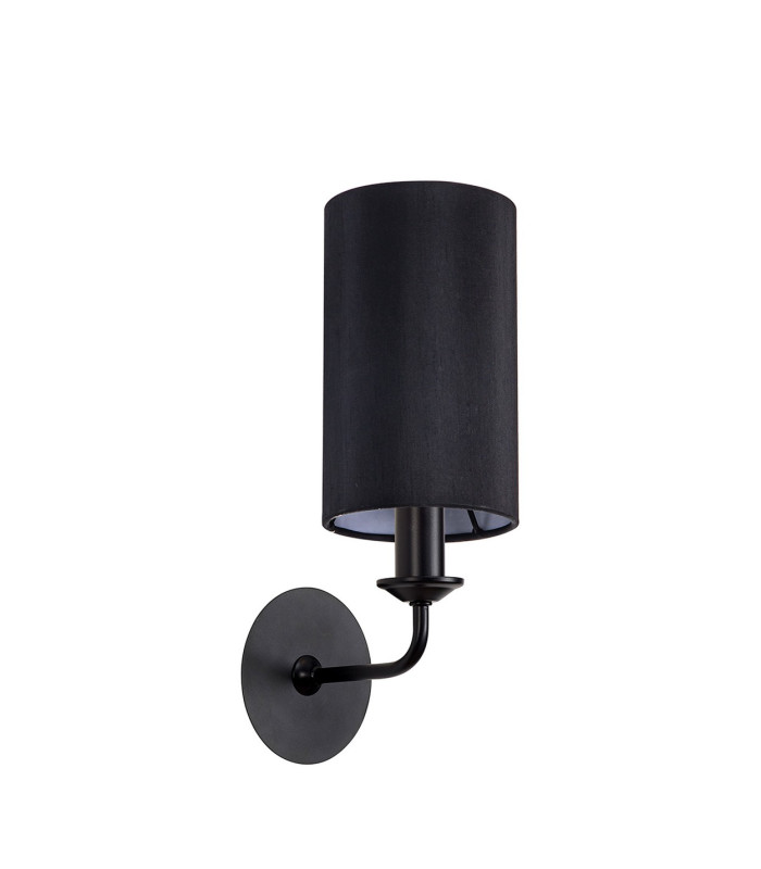Banyan Switched Wall Lamp With 12cm x 20cm Faux Silk Fabric Shade Matt Black/Black-4