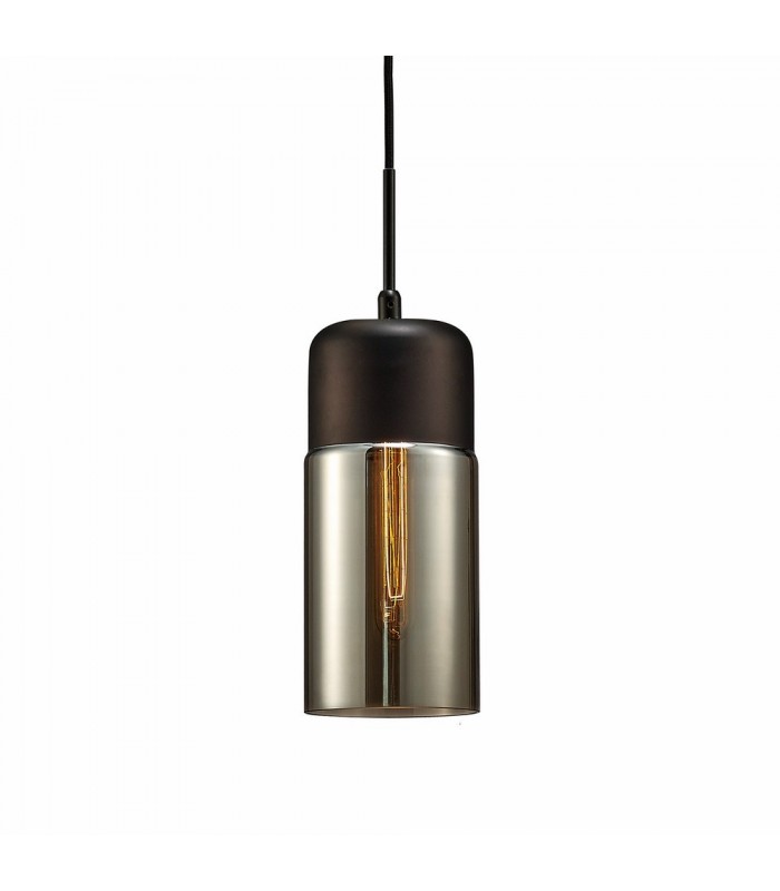 Tube Ceiling Pendant 1 Light E27 Polished Chrome, Black, Smoke Glass - 4