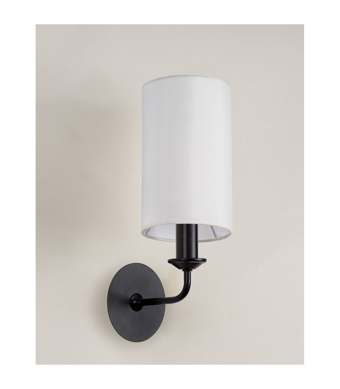 Banyan Switched Wall Lamp With 12cm x 20cm Faux Silk Fabric Shade Matt Black/White-11