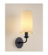 Banyan Switched Wall Lamp With 12cm x 20cm Faux Silk Fabric Shade Matt Black/Ivory Pearl-2