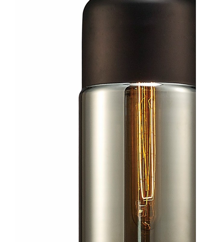 Tube Ceiling Pendant 1 Light E27 Polished Chrome, Black, Smoke Glass - 5