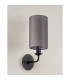Banyan Switched Wall Lamp With 12cm x 20cm Faux Silk Fabric Shade Matt Black/Grey-11