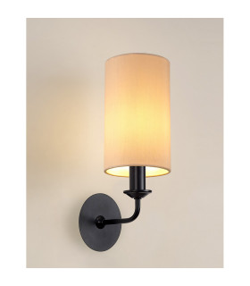 Banyan Switched Wall Lamp With 12cm x 20cm Dual Faux Silk Fabric Shade Matt Black/Nude Beige-2