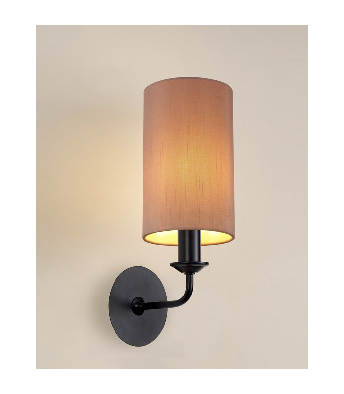 Banyan Switched Wall Lamp With 12cm x 20cm Dual Faux Silk Fabric Shade Matt Black/Taupe-2