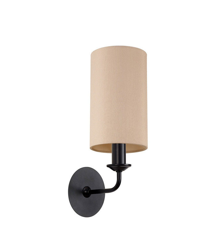 Banyan Switched Wall Lamp With 12cm x 20cm Dual Faux Silk Fabric Shade Matt Black/Nude Beige-4