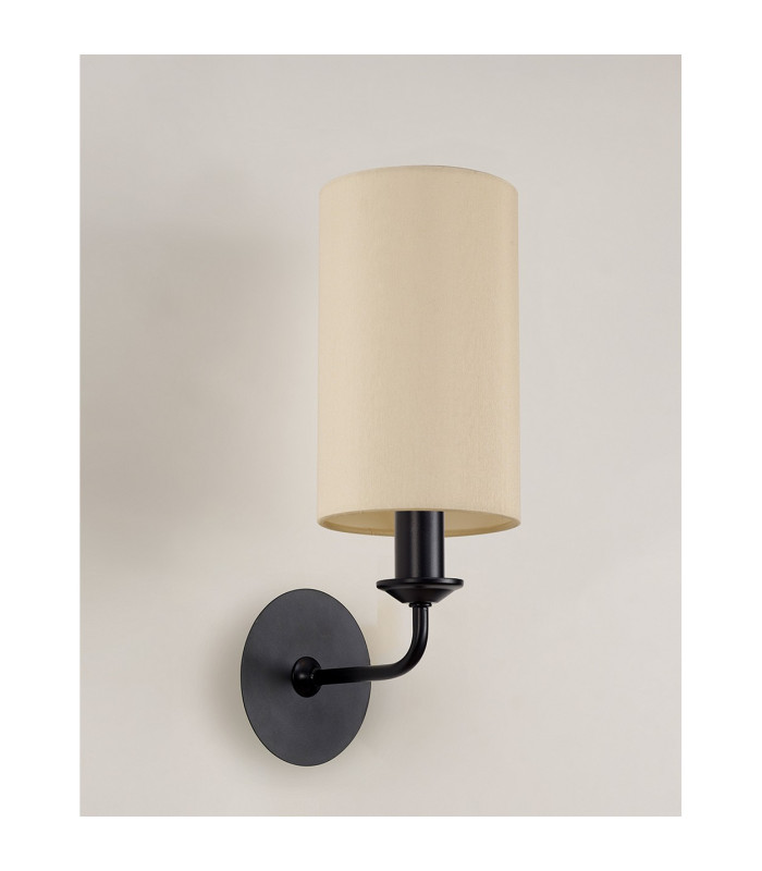 Banyan Switched Wall Lamp With 12cm x 20cm Faux Silk Fabric Shade Matt Black/Ivory Pearl-11