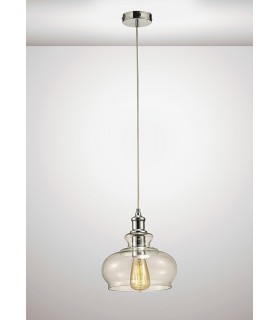 Dome Ceiling Pendant E27 Polished Chrome, Clear Glass - 2