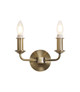 Banyan 2 Light Switched Wall Lamp Without Shade E14 Antique Brass-1