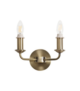 Banyan 2 Light Switched Wall Lamp Without Shade E14 Antique Brass-2