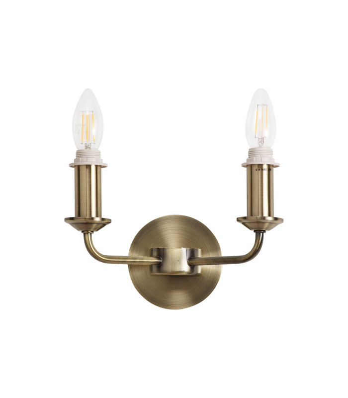 Banyan 2 Light Switched Wall Lamp Without Shade E14 Antique Brass-2