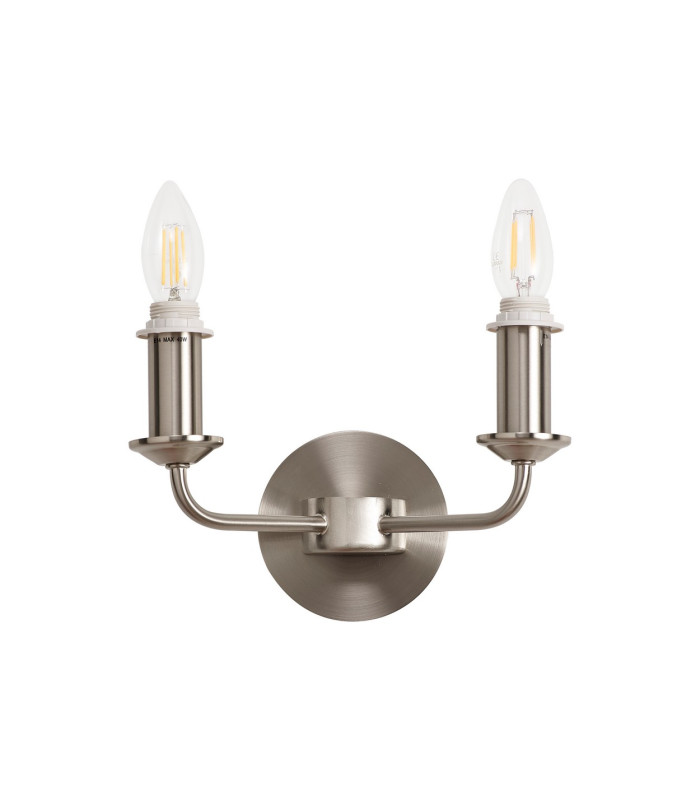 Banyan 2 Light Switched Wall Lamp Without Shade E14 Satin Nickel-2