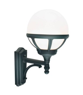1 Light Outdoor Globe Wall Light Black IP54, E27 - 1