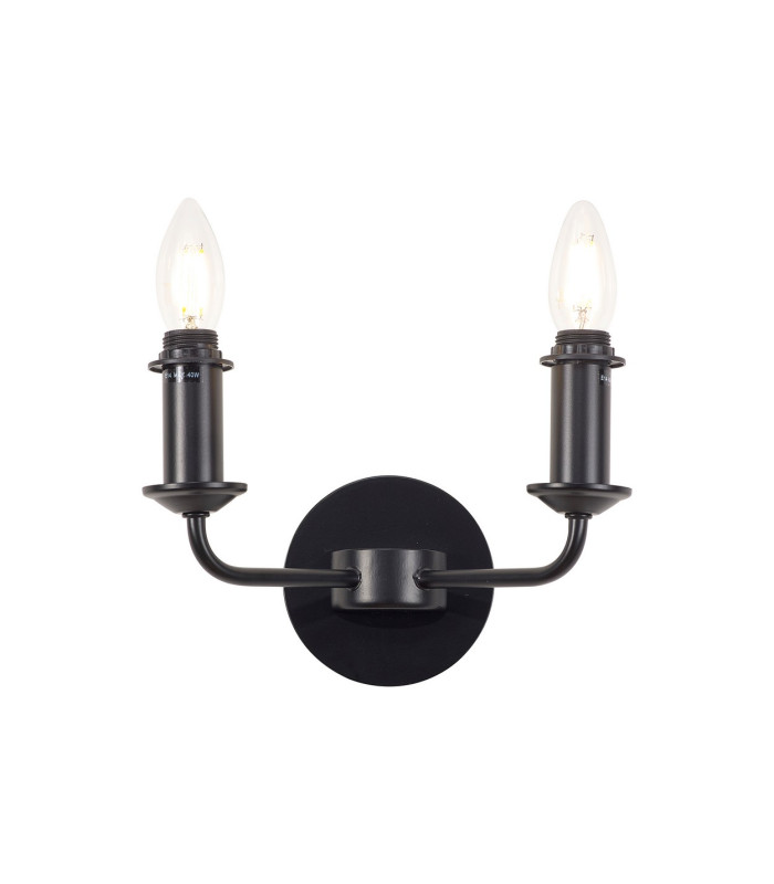Banyan 2 Light Switched Wall Lamp Without Shade E14 Matt Black-1