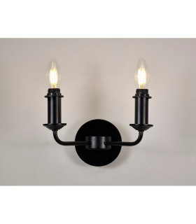 Banyan 2 Light Switched Wall Lamp Without Shade E14 Matt Black-2