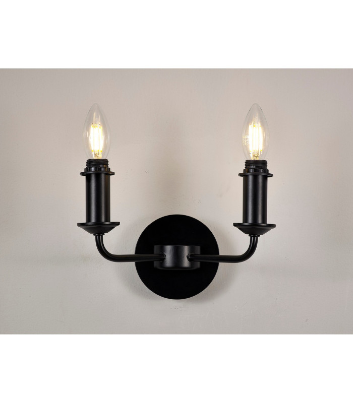 Banyan 2 Light Switched Wall Lamp Without Shade E14 Matt Black-2