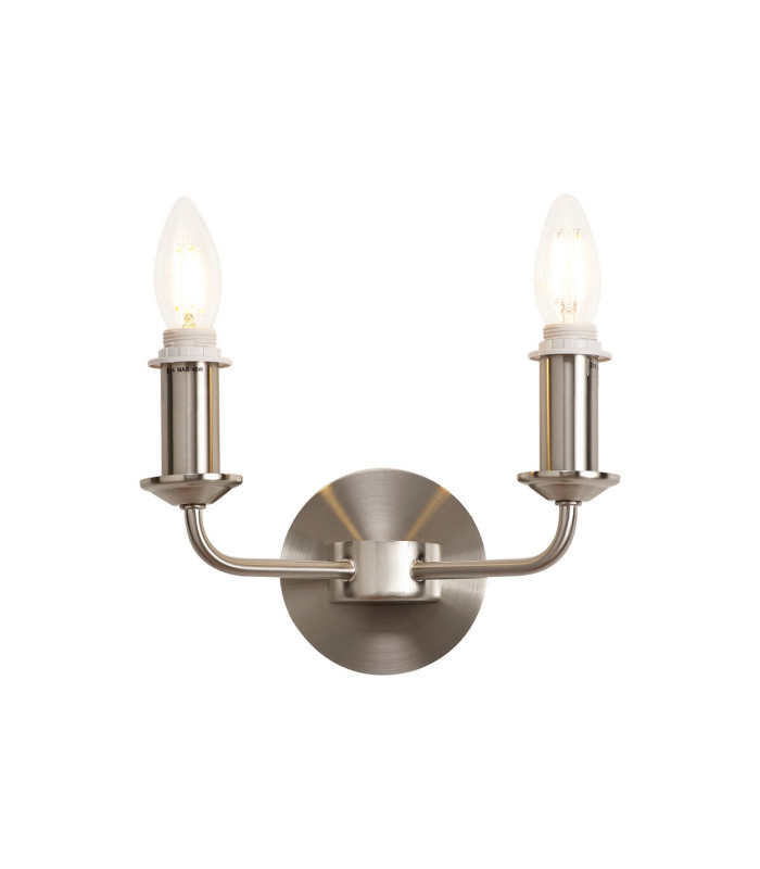 Banyan 2 Light Switched Wall Lamp Without Shade E14 Satin Nickel-7