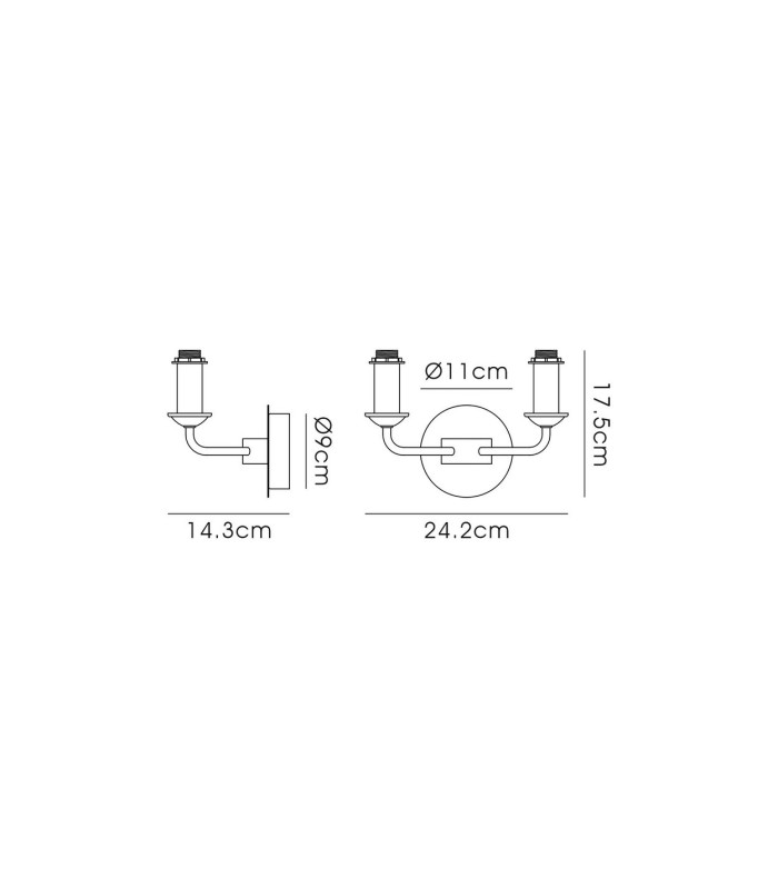 Banyan 2 Light Switched Wall Lamp Without Shade E14 Matt Black-3