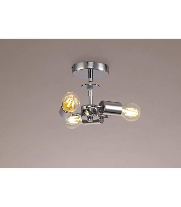 Baymont 24cm Polished Chrome 3 Light E27 Universal Drop Flush  Suitable For A Vast Selection Of Shades-2