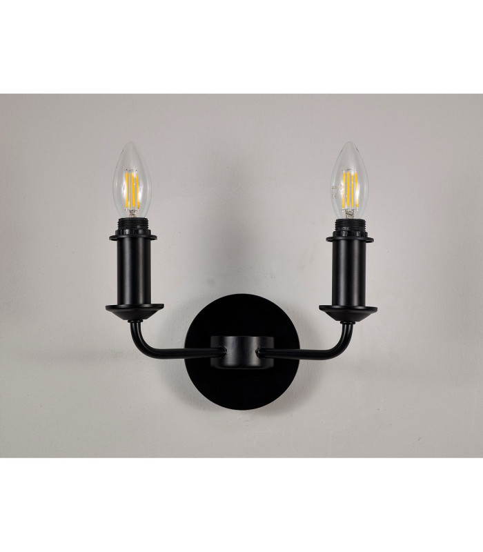 Banyan 2 Light Switched Wall Lamp Without Shade E14 Matt Black-8