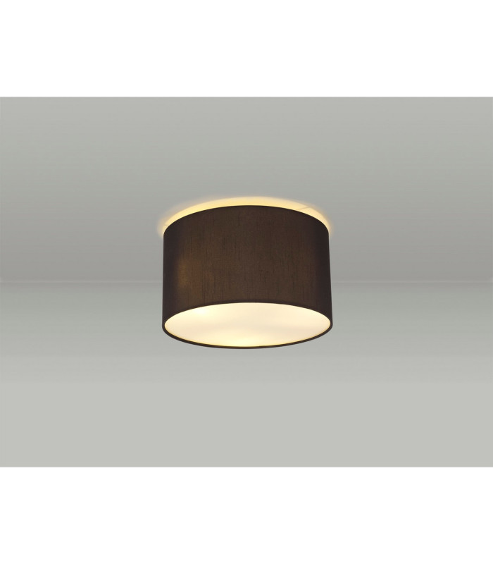 Baymont White 3 Light E27 Flush With A 30cm x 17cm Faux Silk Shade Black/White Laminate-2