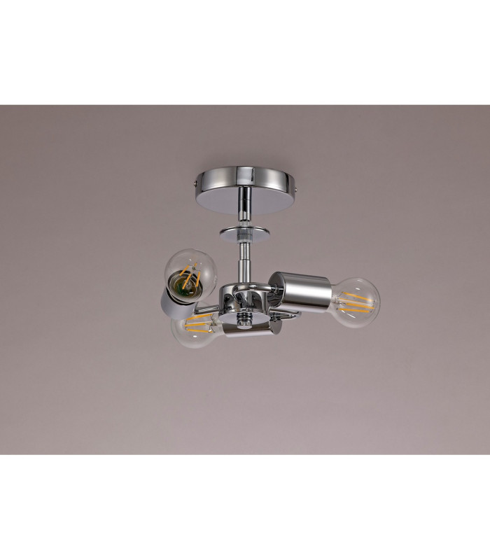 Baymont 24cm Polished Chrome 3 Light E27 Universal Drop Flush  Suitable For A Vast Selection Of Shades-9