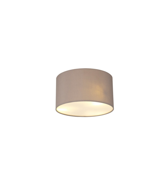 Baymont White 3 Light E27 Flush With 30cm x 17cm Faux Silk Shade Grey/White Laminate & Frosted Acrylic Diffuser-1