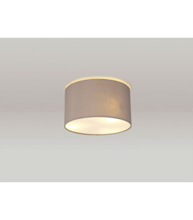 Baymont White 3 Light E27 Flush With 30cm x 17cm Faux Silk Shade Grey/White Laminate & Frosted Acrylic Diffuser-2
