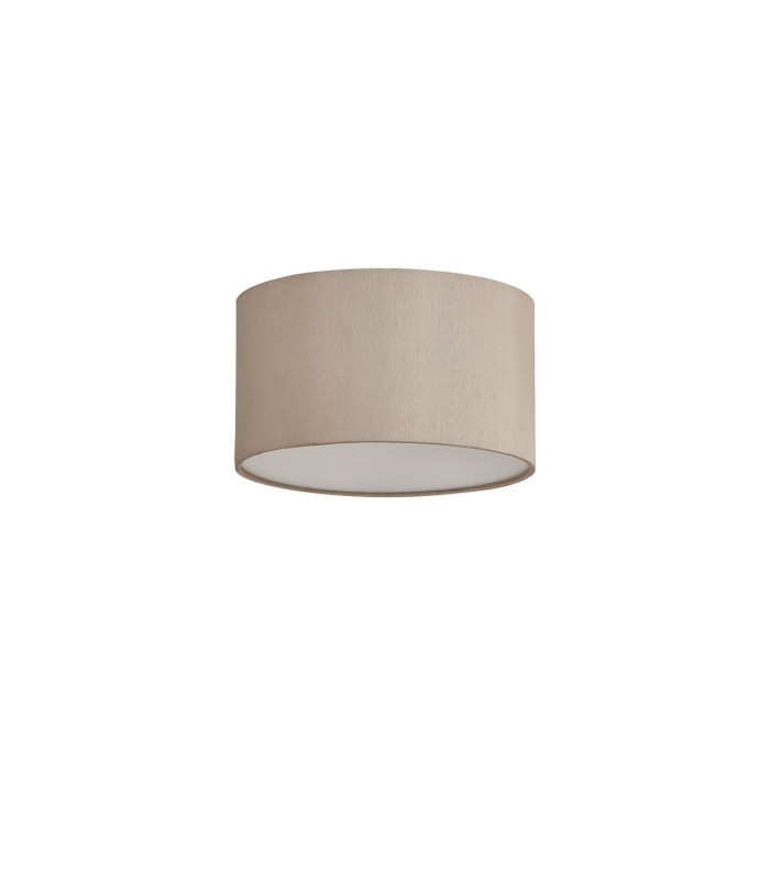 Baymont White 3 Light E27 Flush With 30cm x 17cm Dual Faux Silk Shade Nude Beige/Moonlight-4