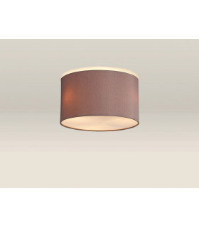 Baymont White 3 Light E27 Flush With 30cm x 17cm Dual Faux Silk Shade Taupe/Halo Gold & Frosted Acrylic Diffuser-2