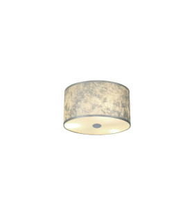 Baymont White 3 Light E27 Flush With 30cm x 17cm Silver Leaf With White Lining Shade & Frosted/PC Acrylic Diffuser-1
