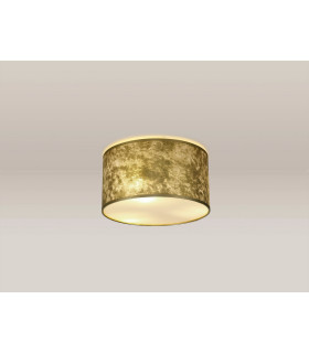 Baymont White 3 Light E27 Flush With 30cm x 17cm Gold Leaf With White Lining Shade & Frosted Acrylic Diffuser-2