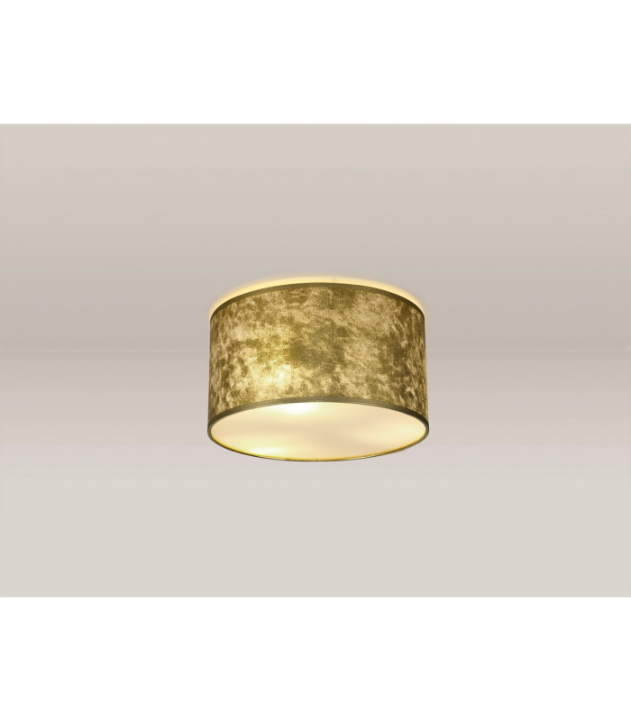 Baymont White 3 Light E27 Flush With 30cm x 17cm Gold Leaf With White Lining Shade & Frosted Acrylic Diffuser-2