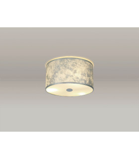 Baymont White 3 Light E27 Flush With 30cm x 17cm Silver Leaf With White Lining Shade & Frosted/PC Acrylic Diffuser-2
