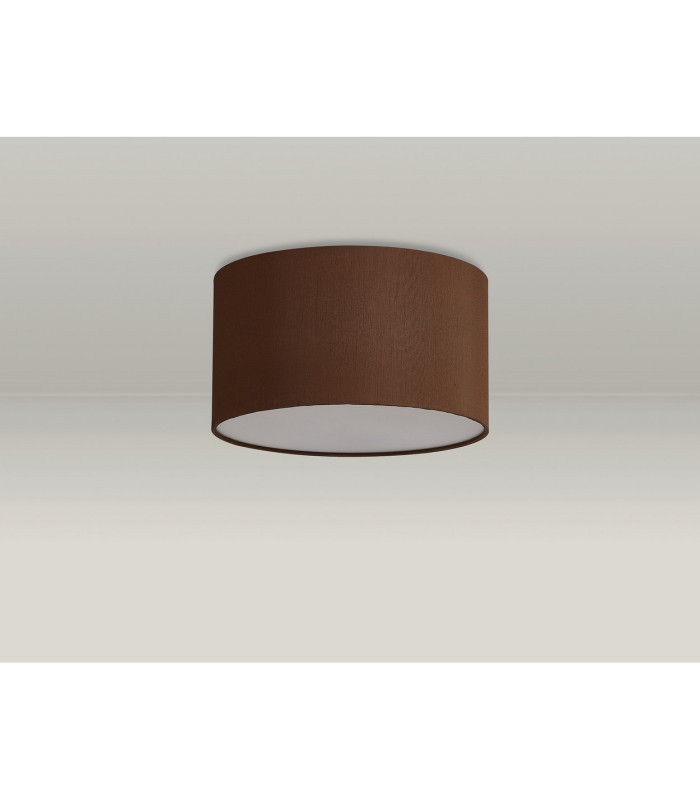 Baymont White 3 Light E27 Flush With 30cm x 17cm Dual Faux Silk Shade Raw Cocoa/Grecian Bronze-12
