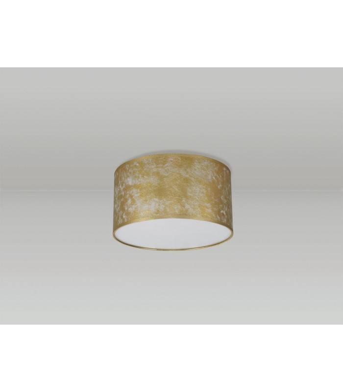 Baymont White 3 Light E27 Flush With 30cm x 17cm Gold Leaf With White Lining Shade & Frosted Acrylic Diffuser-12