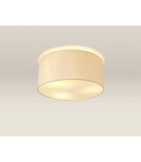 Baymont Polished Chrome 3 Light E27 Flush Ceiling With 40cm x 18cm Faux Silk Shade Ivory Pearl/White Laminate-2