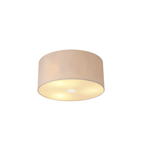 Baymont Polished Chrome 3 Light E27 Flush Ceiling With 40cm x 18cm Dual Faux Silk Shade Nude Beige/Moonlight-1