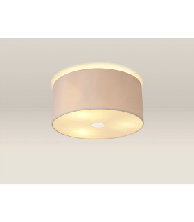 Baymont Polished Chrome 3 Light E27 Flush Ceiling With 40cm x 18cm Dual Faux Silk Shade Nude Beige/Moonlight-2