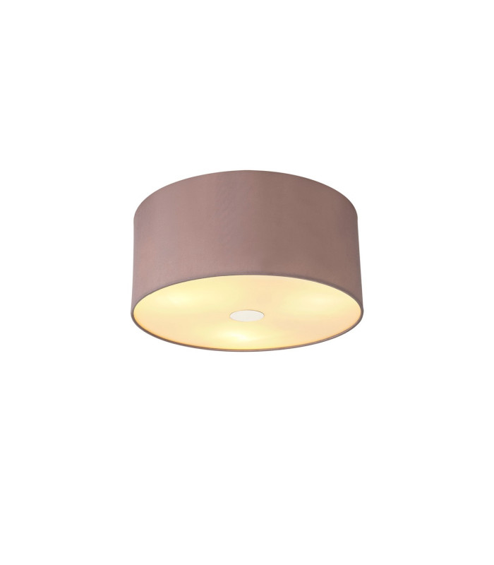 Baymont Polished Chrome 3 Light E27 Flush Ceiling With 40cm x 18cm Dual Faux Silk Shade Taupe/Halo Gold-1