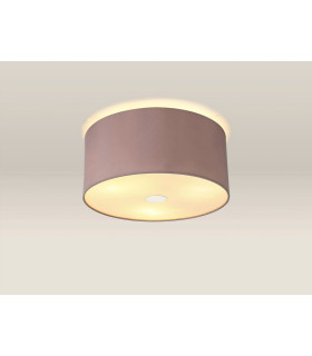 Baymont Polished Chrome 3 Light E27 Flush Ceiling With 40cm x 18cm Dual Faux Silk Shade Taupe/Halo Gold-2